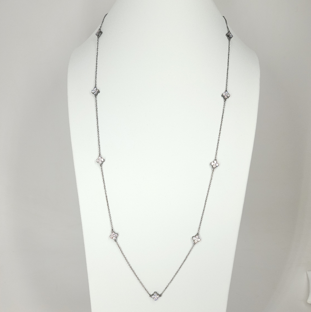 NEW Clover Pave Double Sides CZ Choker Necklace - Picture 14 of 16